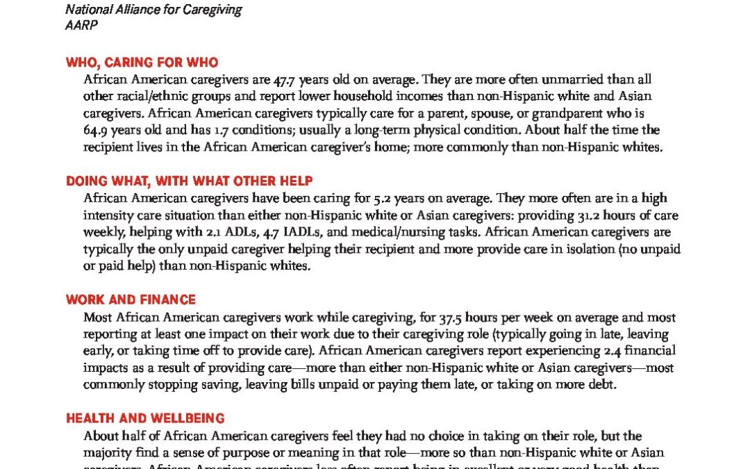 Typical African American Caregiver PDF Handout