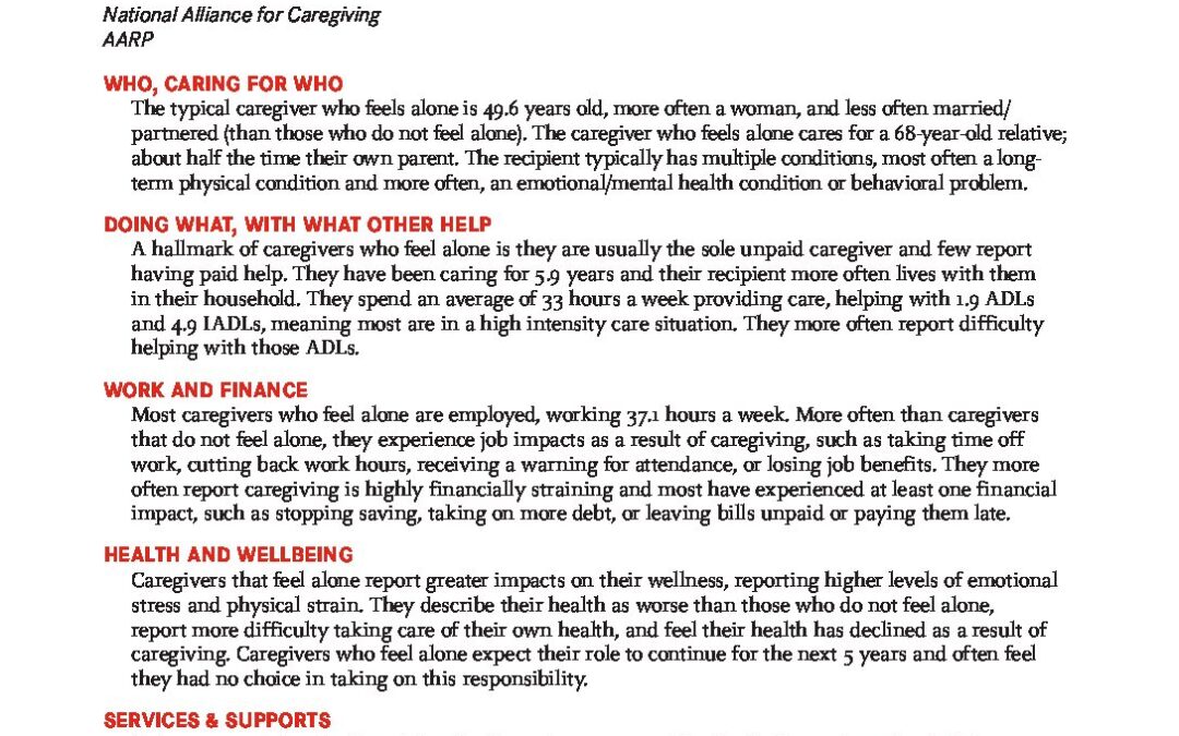 Typical Feeling Alone Caregiver PDF Handout