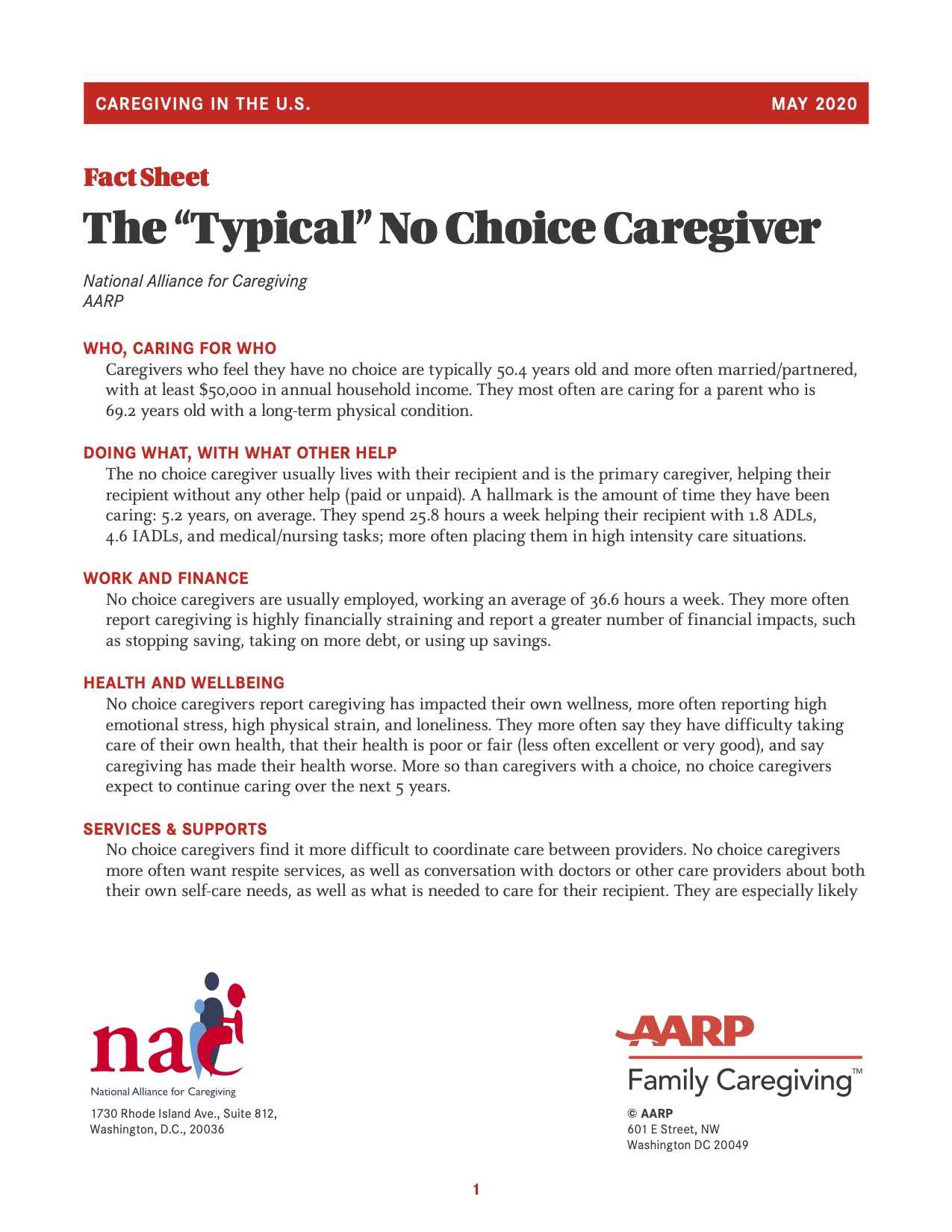 Executive Summary Caregiving in the United States 2020 Cover Photo