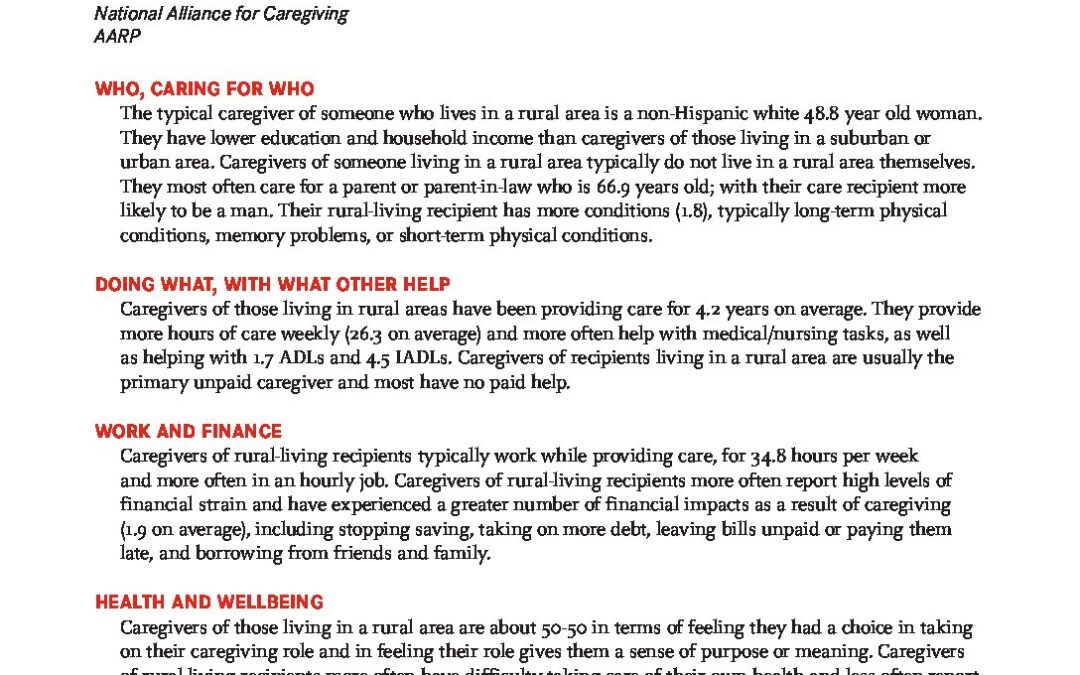Typical Rural Area Caregiver PDF Handout