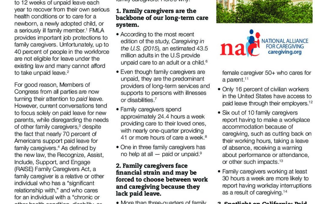 The National Alliance for Caregiving Paid Leave Fact Sheet PDF