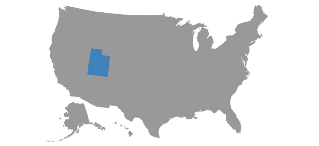 State of Utah Shown on Map of the US