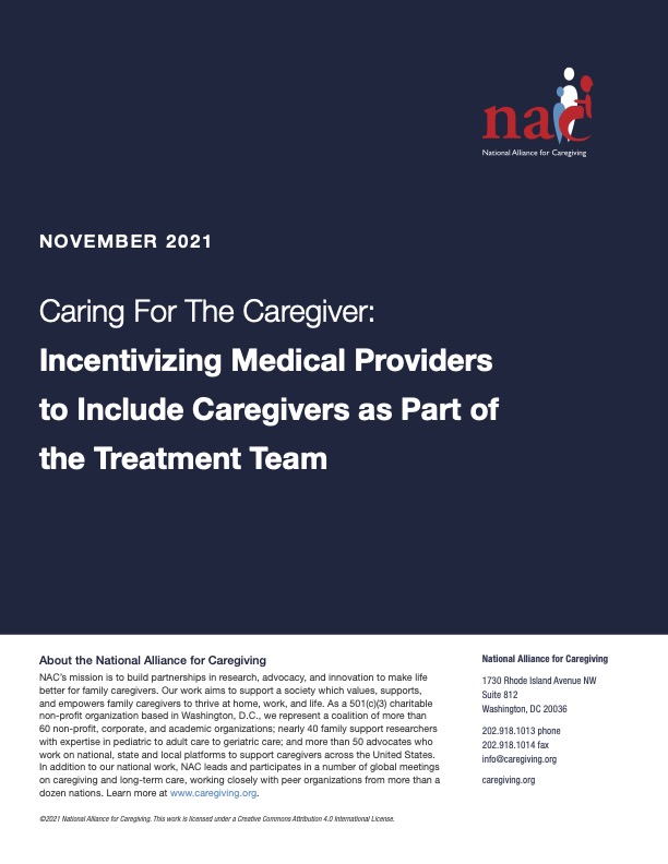 Caring For The Caregiver: Incentivizing Medical Providers to Include Caregivers as Part of the Treatment Team Photo