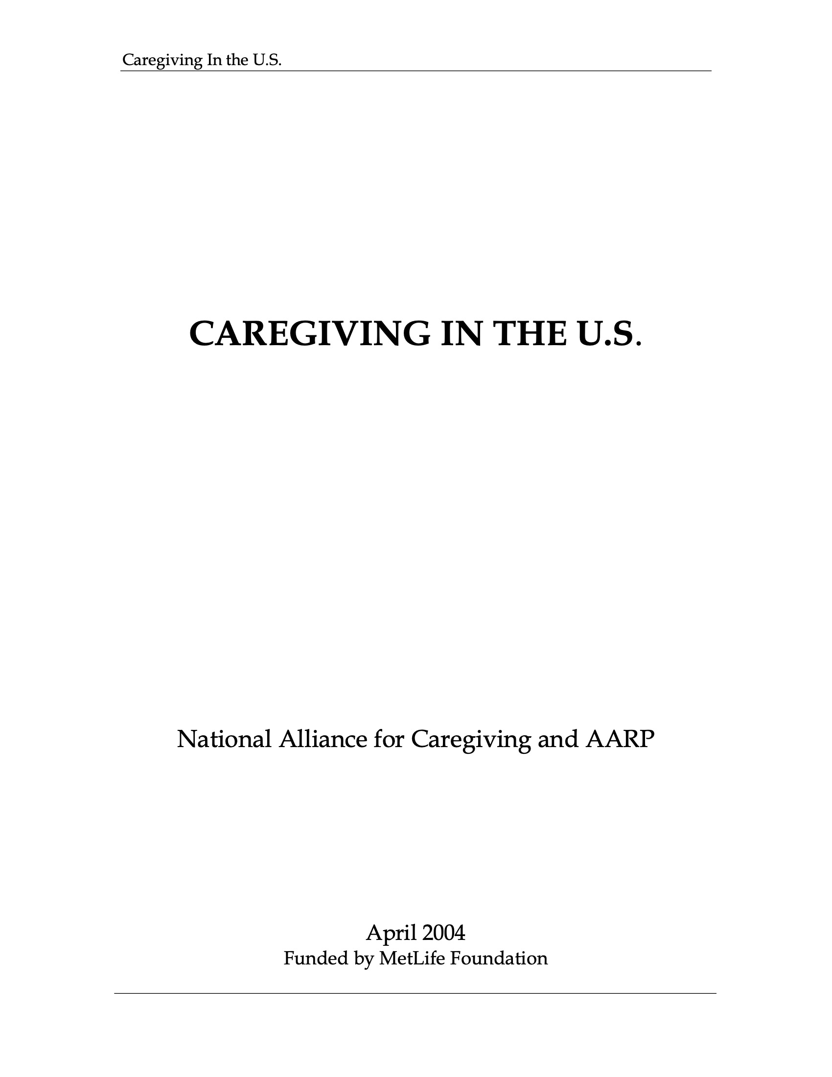 Caregiving in the US 2004 Cover Image
