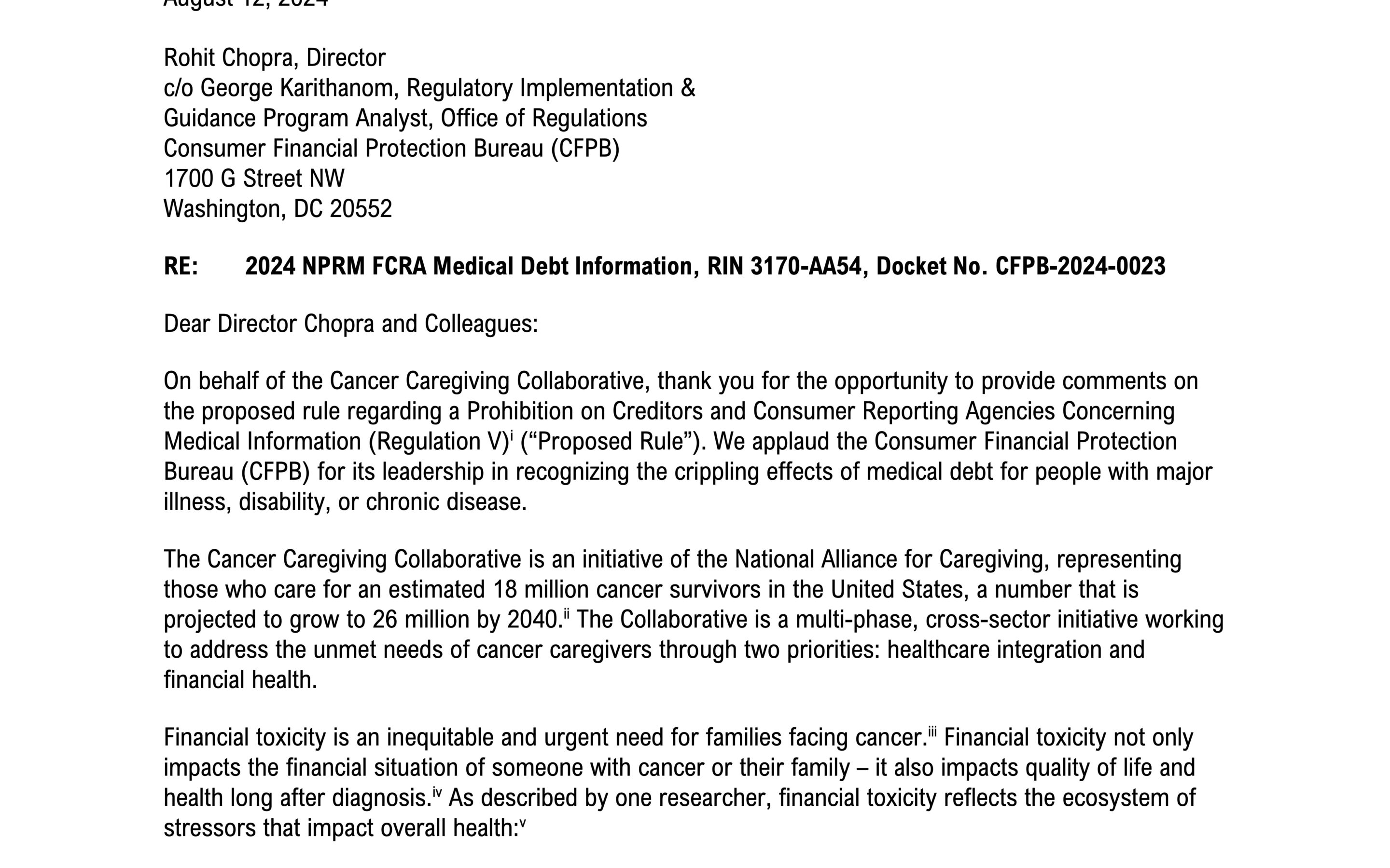 CFPB Medical Debt Letter July 2024