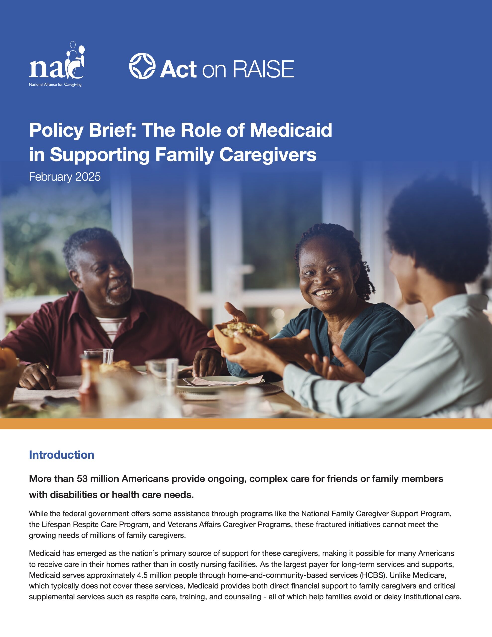 Policy Brief: The Role of Medicaid in Supporting Family Caregivers