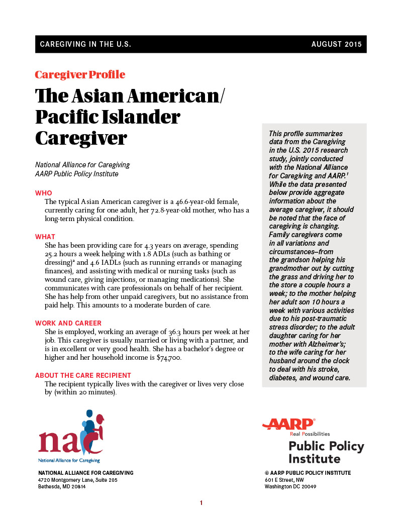 The Asian American/ Pacific Islander Caregiver