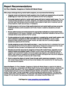 On Pins & Needles: Caregivers of Adults with Mental Illness (Report Recommendations)