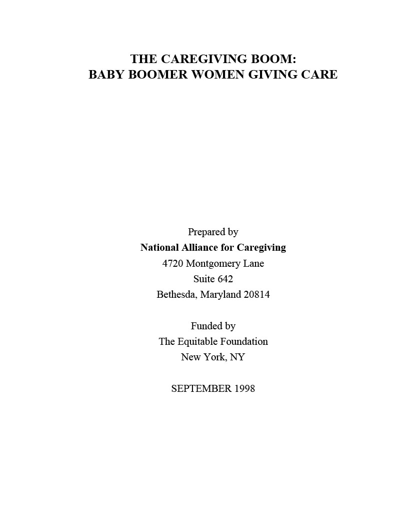 The Caregiving Boom: Baby Boomer Women Giving Care