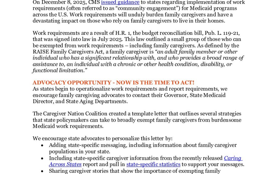 ADVOCACY TOOLKIT_Ensure Family Caregivers are Exempt from Medicaid Work Requirements_Updated 02.25.2026