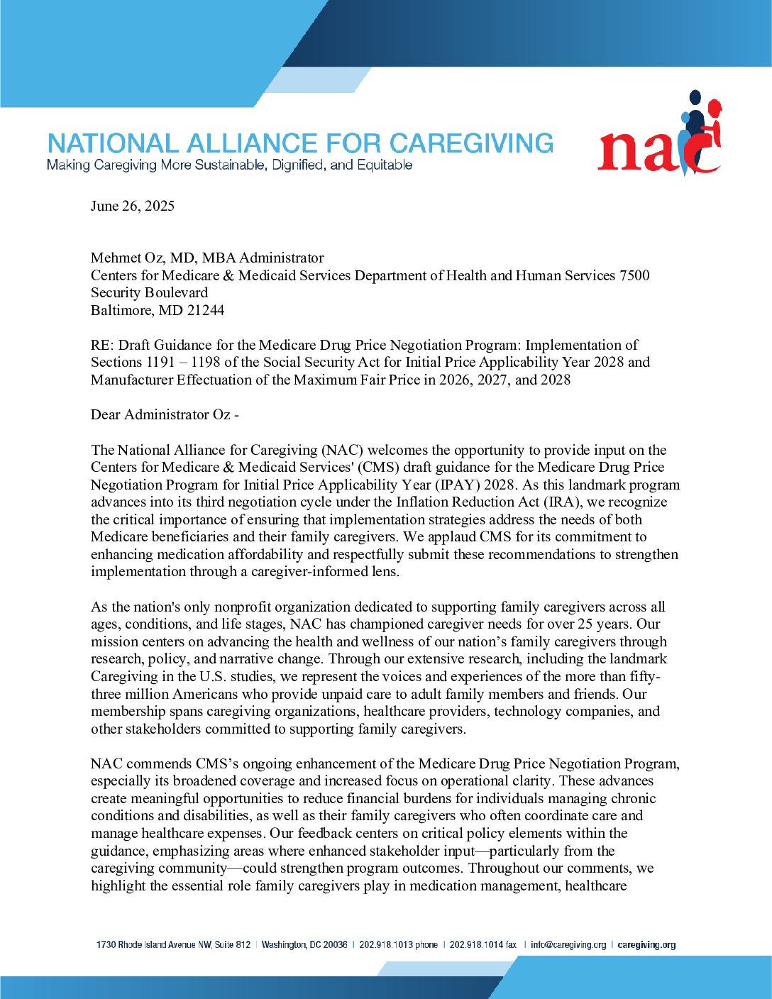 NAC: Comment Letter: Medicare Drug Price Negotiation Program Draft Guidance