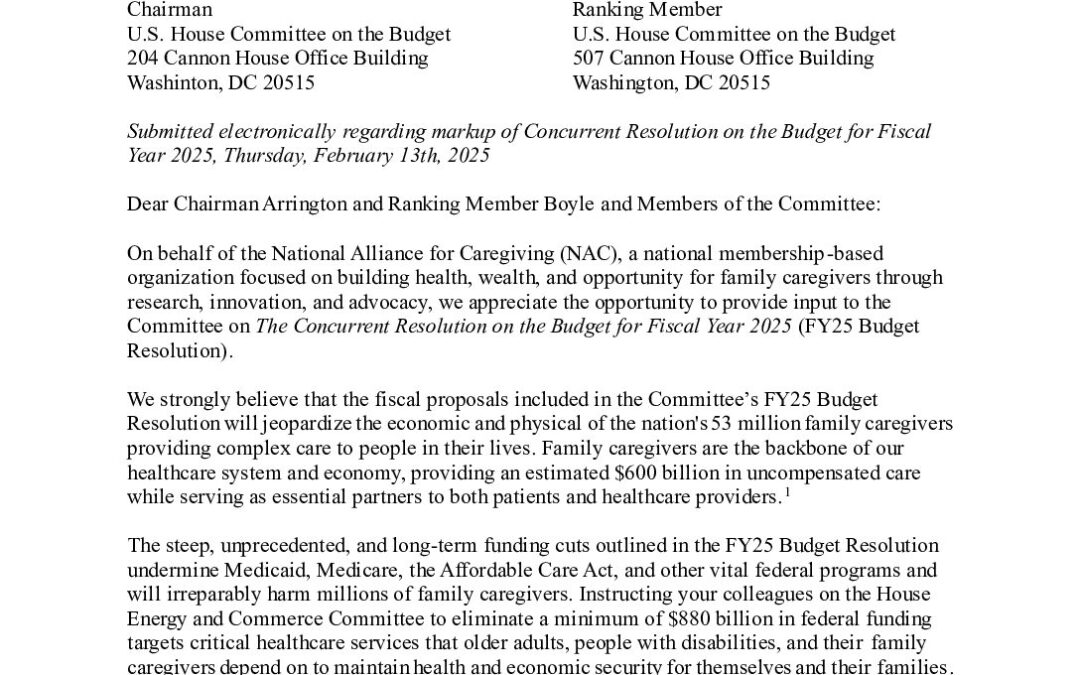 NAC Letter FY26 Budget Resolution