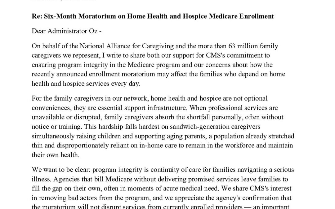 NAC_CMS_Home Health, Hospice Moratorium Letter_May 2026