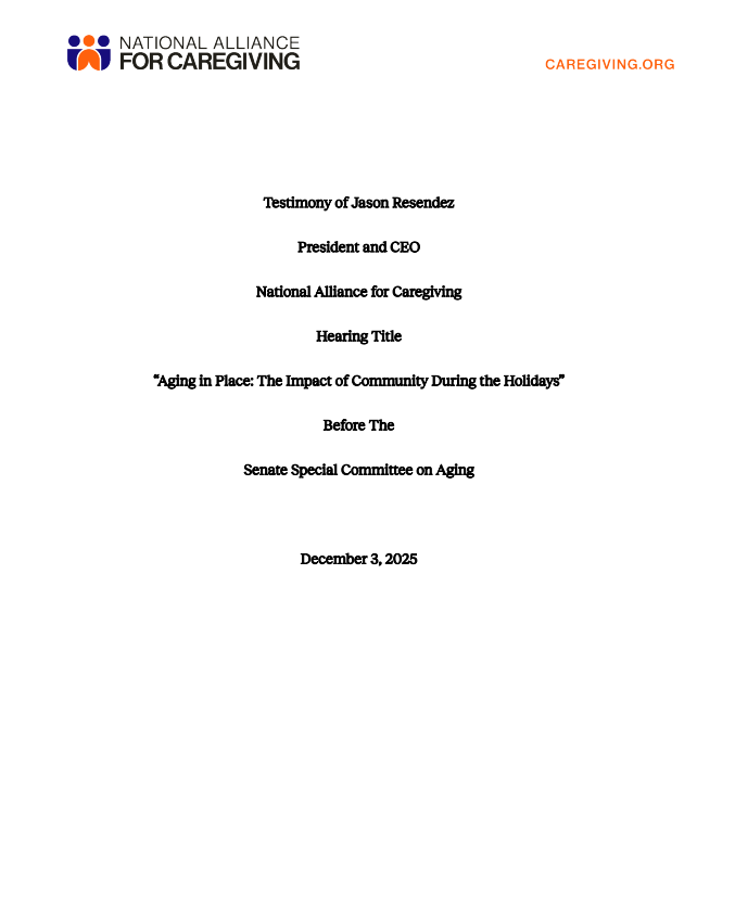 NAC: Testimony by Jason Resendez, NAC President & CEO, to Senate Aging Committee on Aging in Place