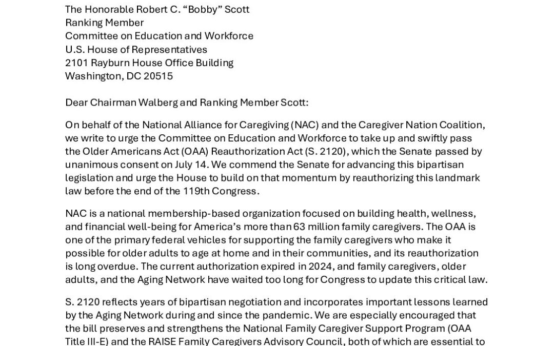 NAC Education & Workforce Committee OAA Letter