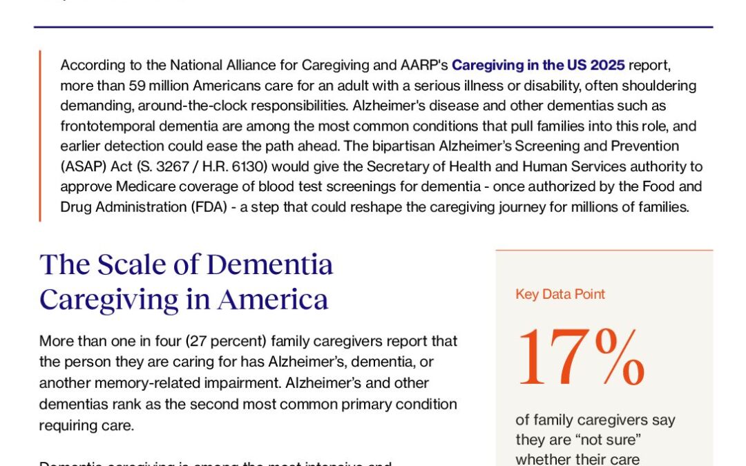 Alzheimer’s Screening and Prevention (ASAP) Act_September 2026