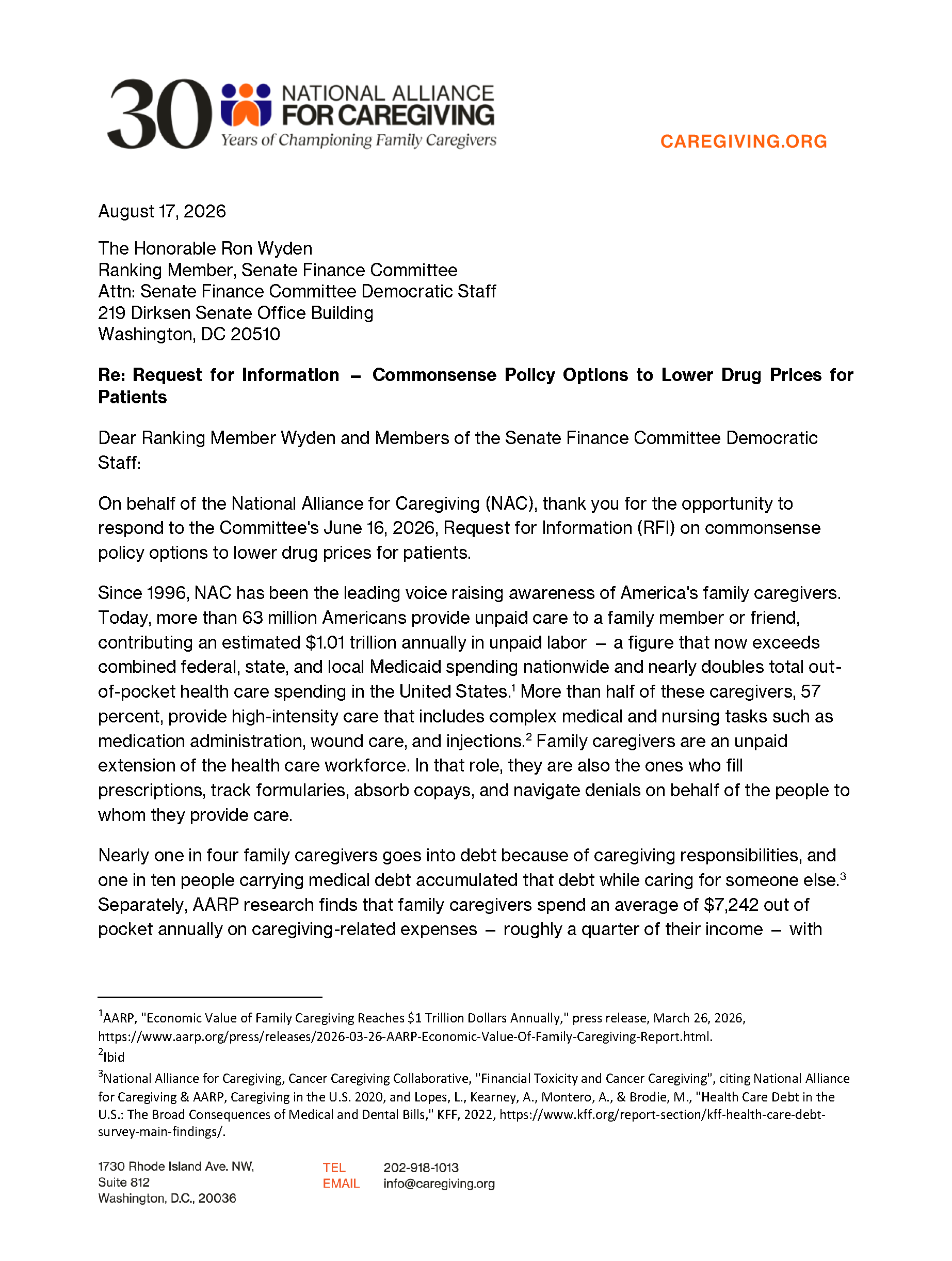 NAC SFC Drug Pricing RFI Comments